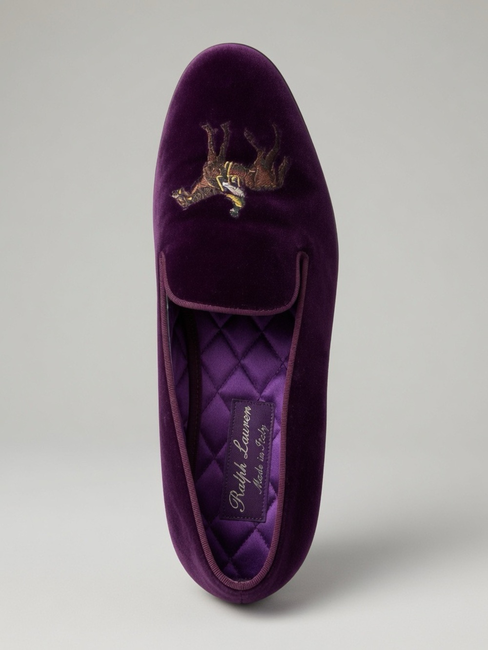 Ralph Lauren Purple Velvet Embroidered Men’s Moccasin